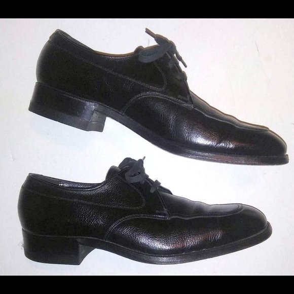 Florsheim Vintage Black Pebble Leather Shoes 8M - Picture 3 of 5
